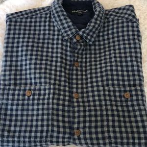 J Crew Mercantile Flex blue gray button down shirt